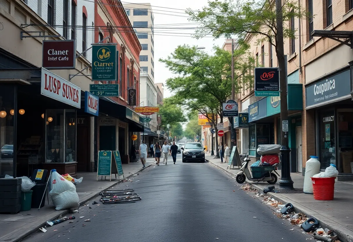 Street view of a San Antonio business dealing with cleanup issues related to illegal dumping.