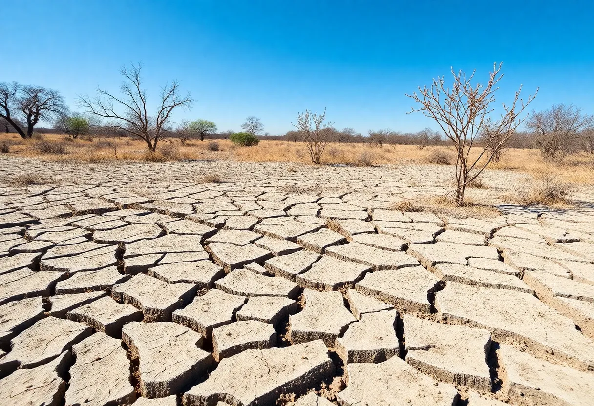 Dry landscape showing drought conditions in San Antonio.