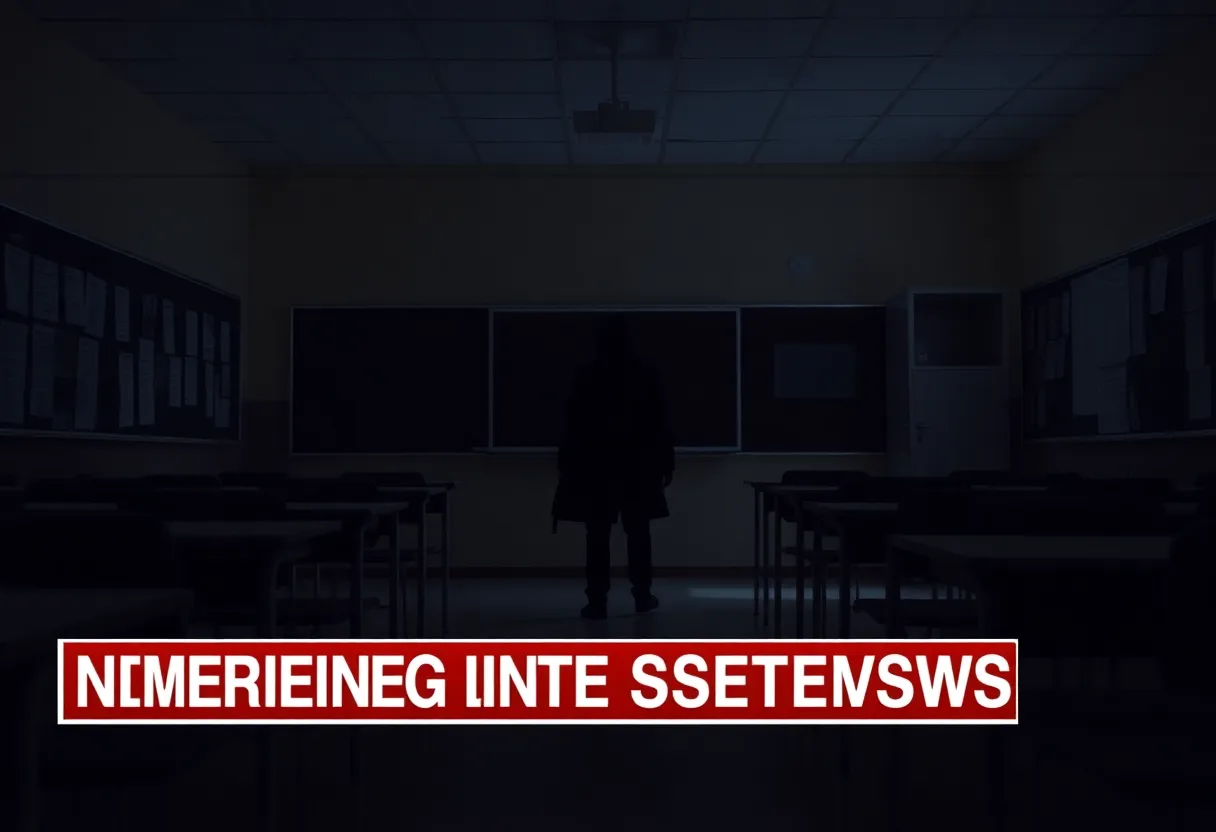 Classroom setting symbolizing an arrest investigation