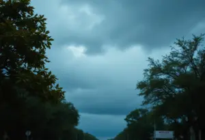 Windy and rainy weather in San Antonio, Texas