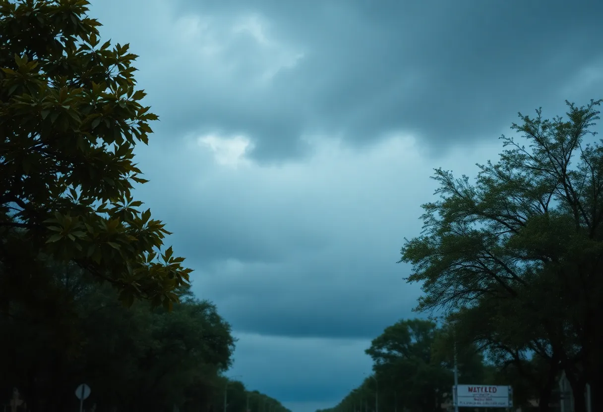 Windy and rainy weather in San Antonio, Texas