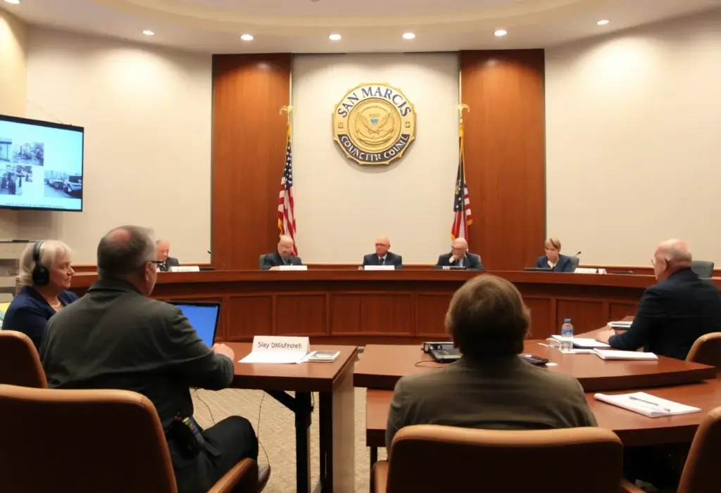 San Marcos City Council discussing Flock Safety surveillance contract.