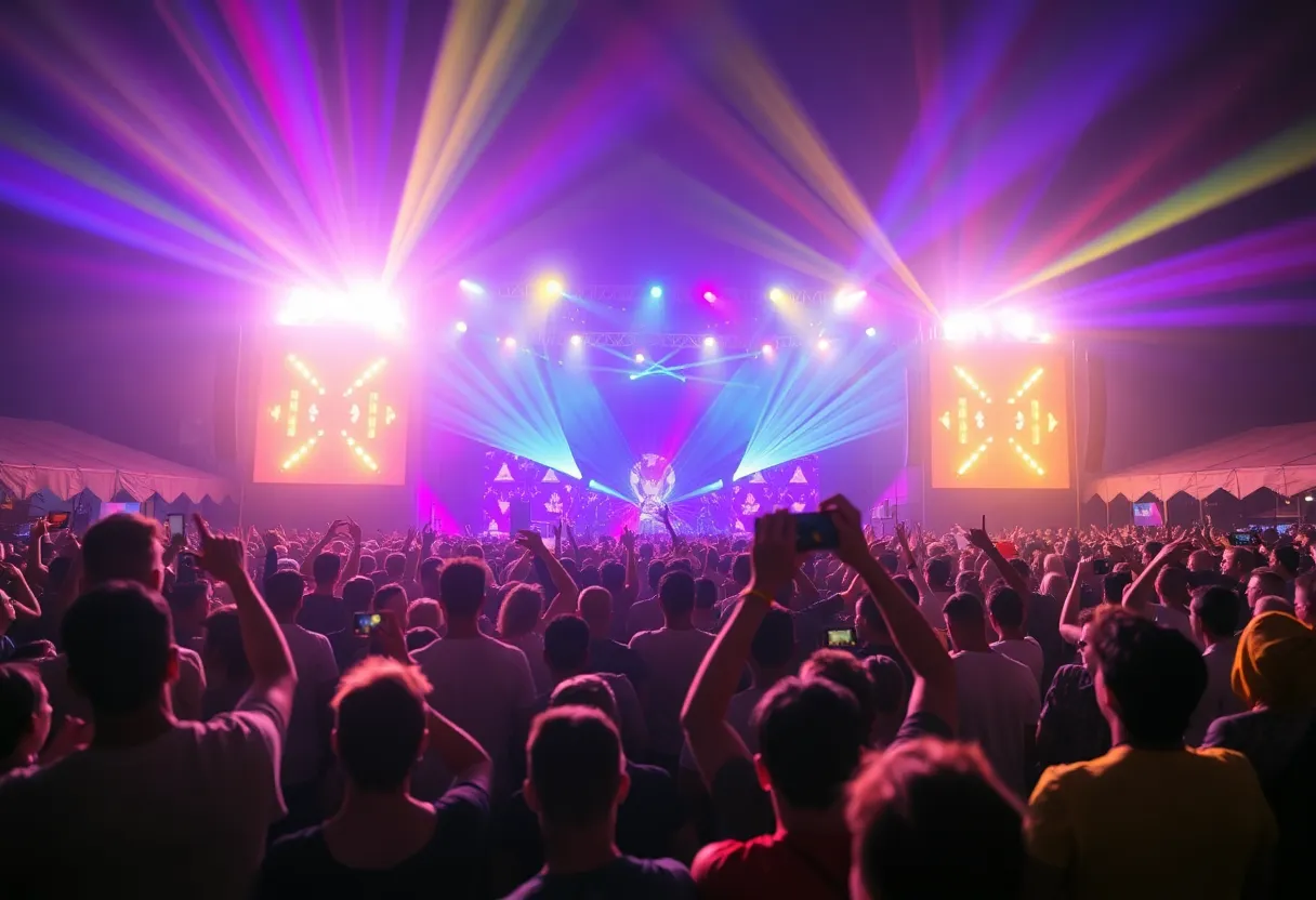 Crowd enjoying the Seismic Dance Event with Four Tet performing.