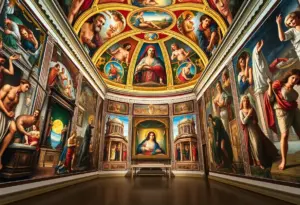 Digital recreation of Michelangelo's frescoes in the Sistine Chapel Experience exhibition in Austin.