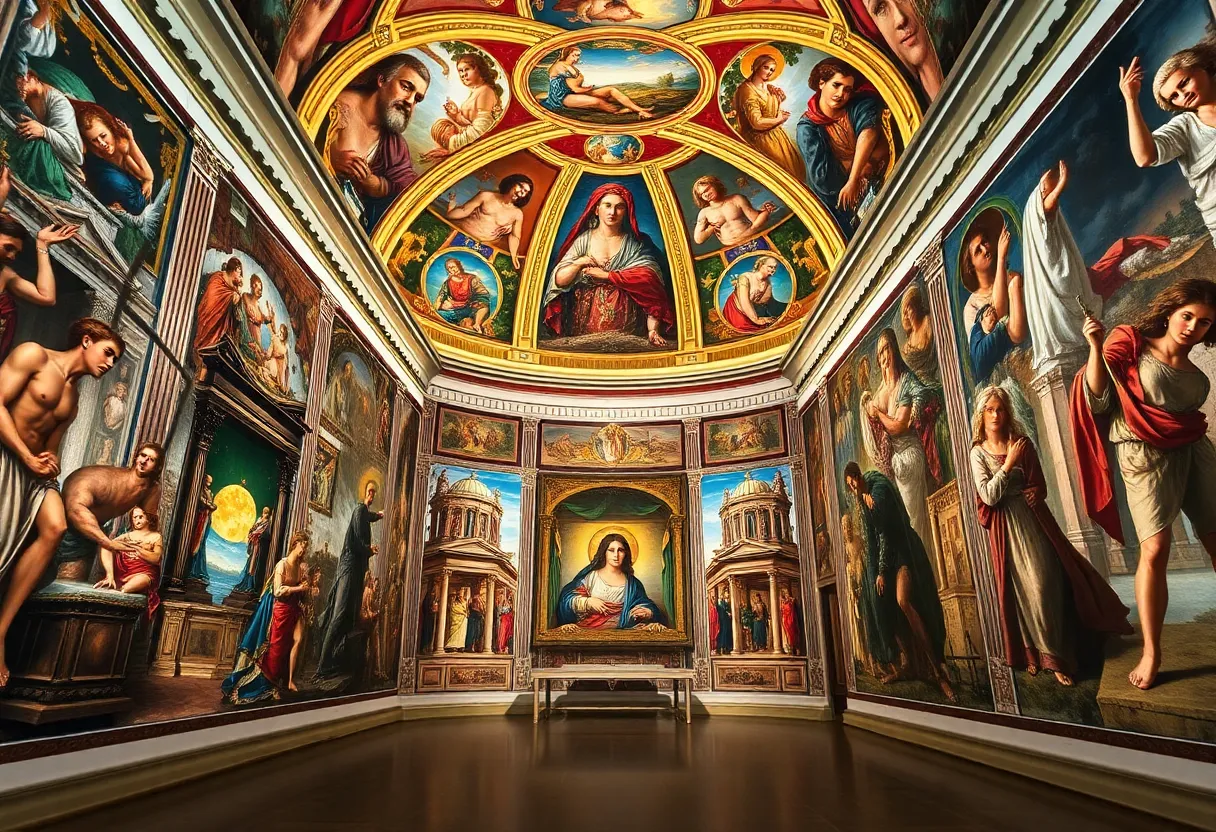 Digital recreation of Michelangelo's frescoes in the Sistine Chapel Experience exhibition in Austin.