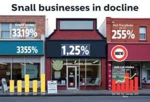 Small business job cuts visual representation