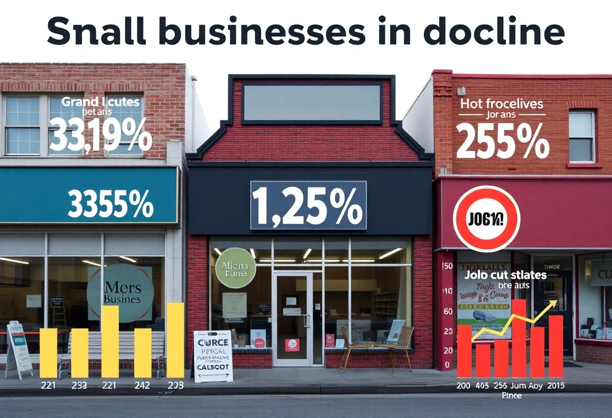 Small business job cuts visual representation