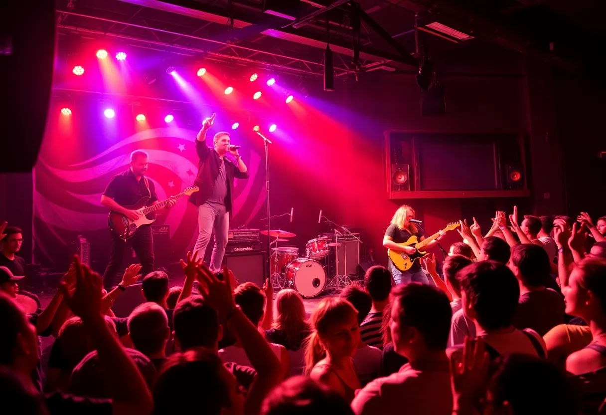 An Americana band performing live at a concert venue