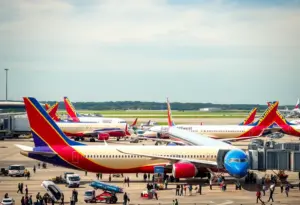 Southwest Airlines planes at Austin-Bergstrom International Airport