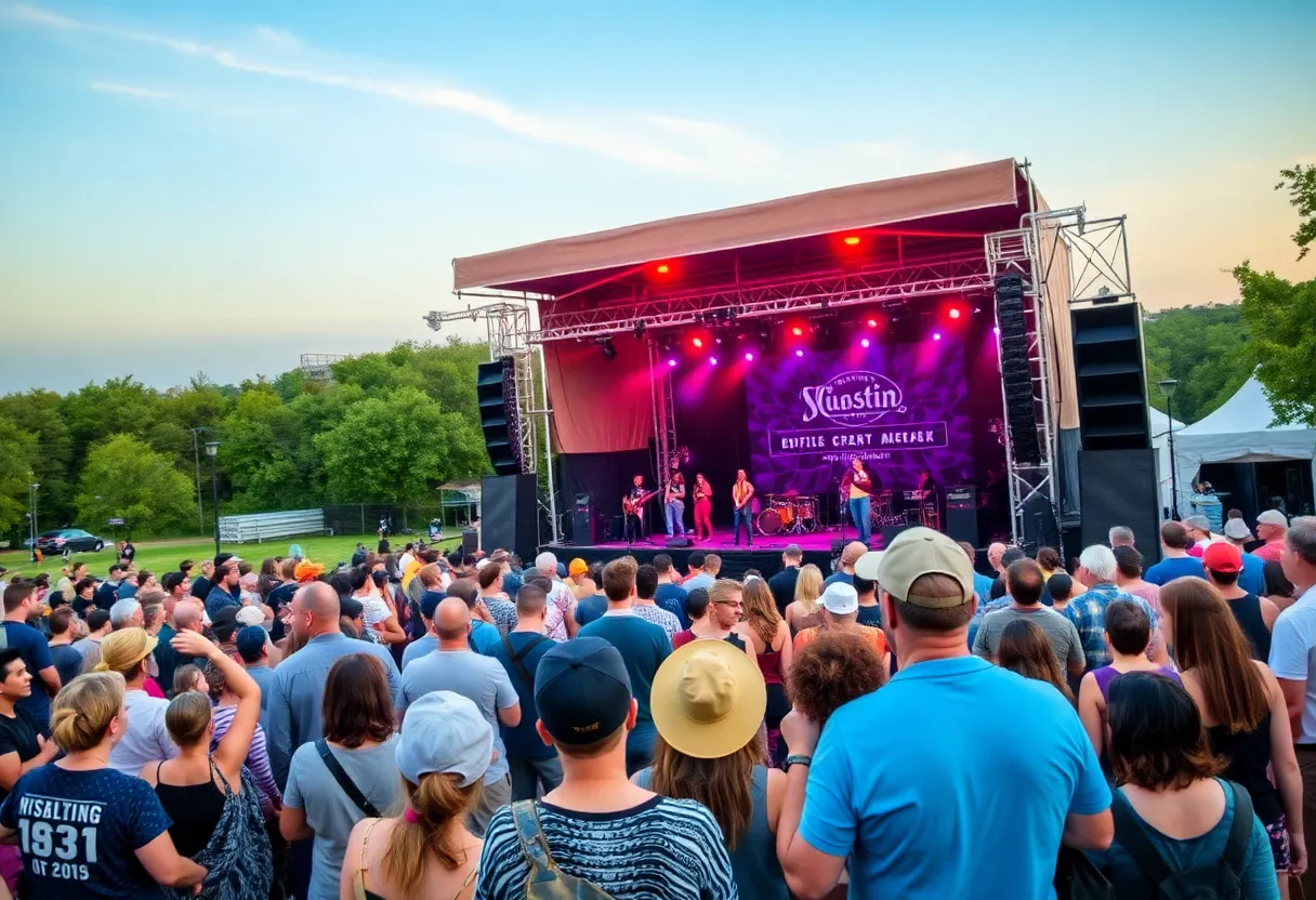 Crowd enjoying a free music event in Southwest Austin
