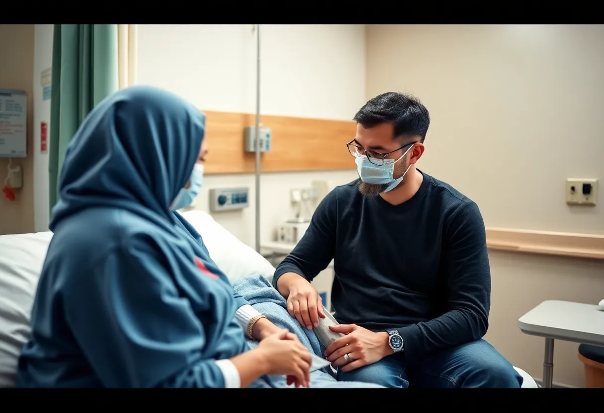 Illustration of a stem cell donation process in a hospital.