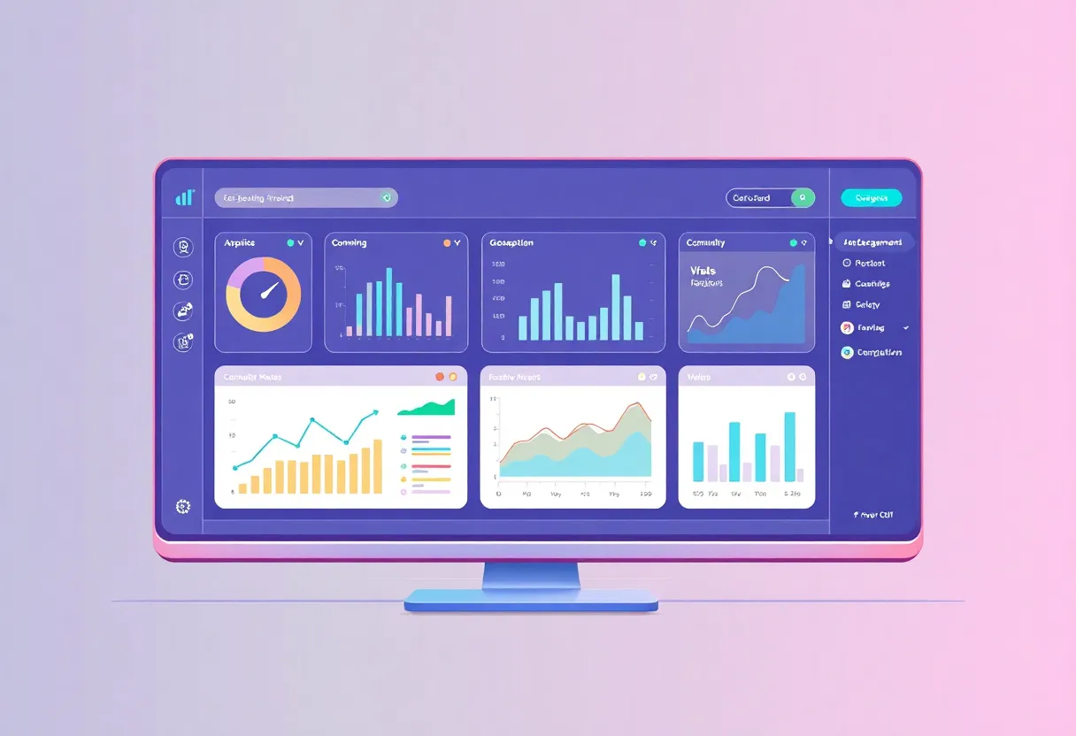 Interface of StickyHive's AI community management software with graphs and features.
