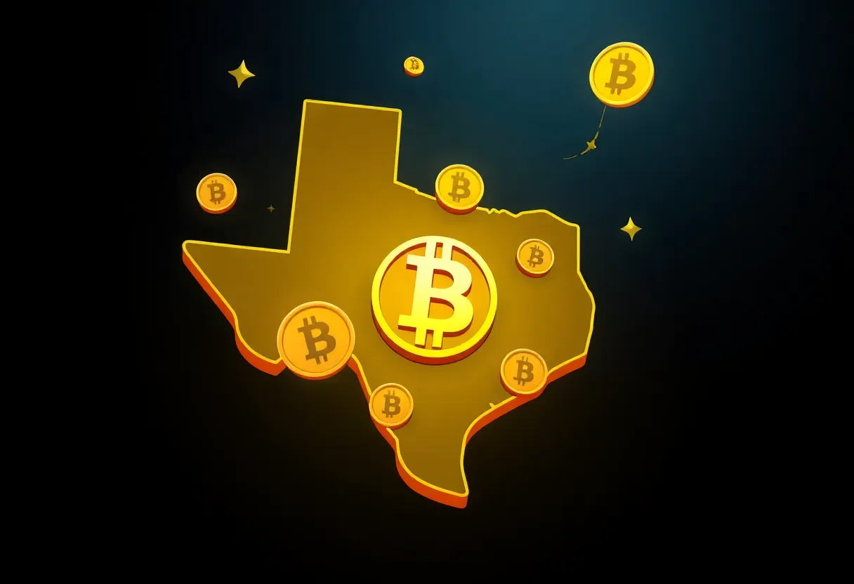 An artistic representation of Texas emphasizing its Bitcoin investment.