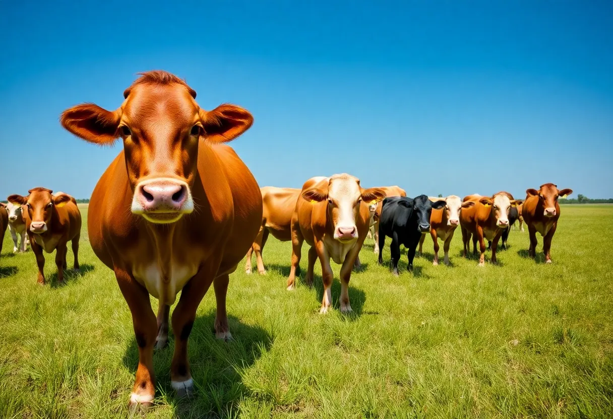 Healthy cattle herd in Texas pasture