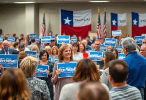 Candidates addressing the public at a Texas town hall meeting