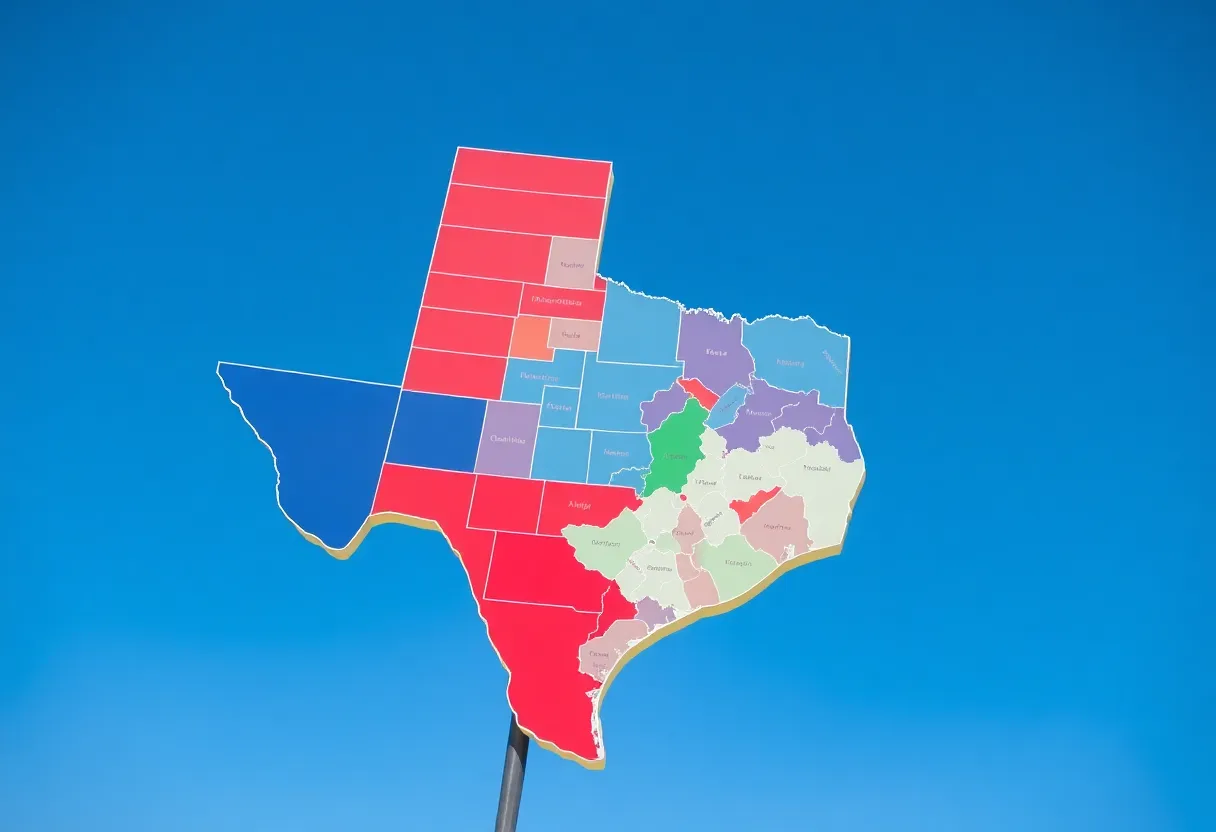 Map of Texas illustrating the newly drawn electoral districts after Supreme Court ruling.