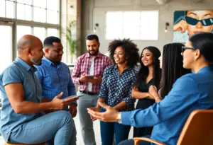 Entrepreneurs in Texas discussing business opportunities.
