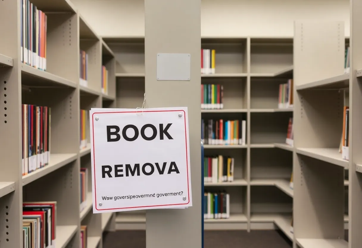 Empty library shelves in Texas indicating book removals