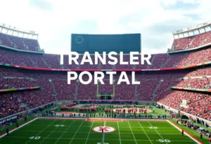 College football stadium with fans supporting their team.