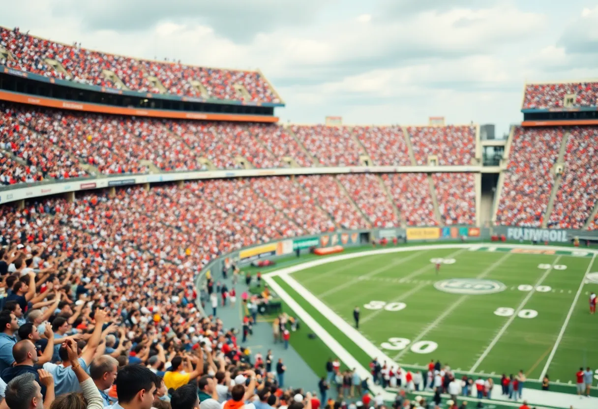 Fans at a Texas Longhorns football game, showcasing team spirit and excitement.