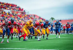 Texas Longhorns football team on the field during a game