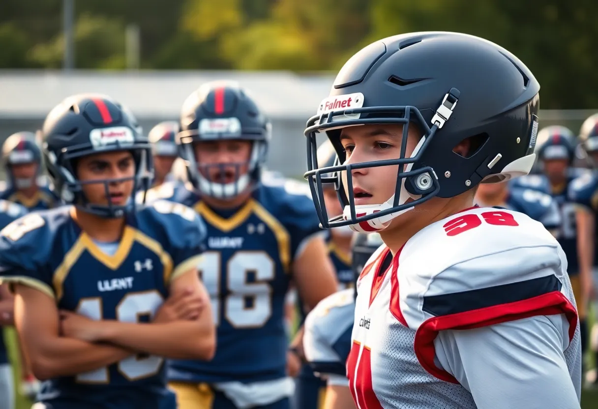 Texas Longhorns football players during recruitment practice