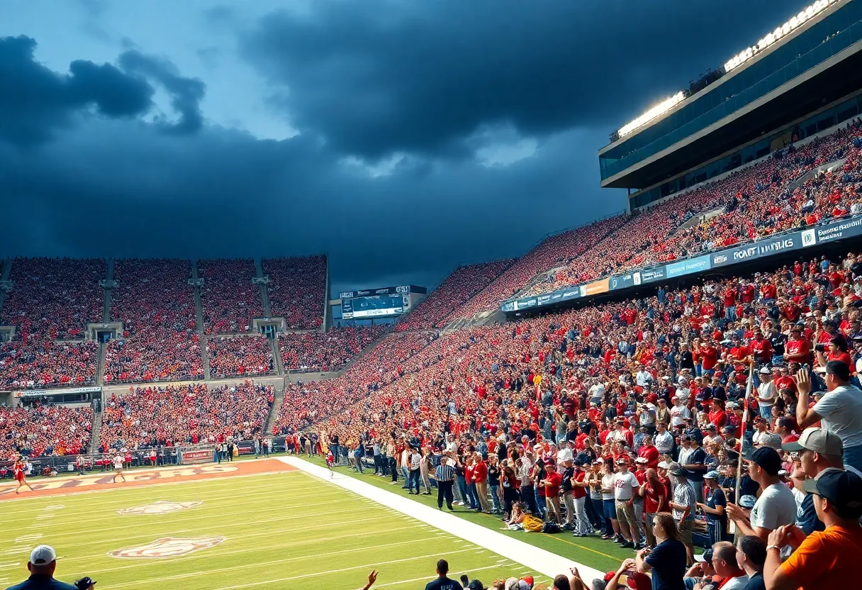 Texas Longhorns fans celebrating during a college football game