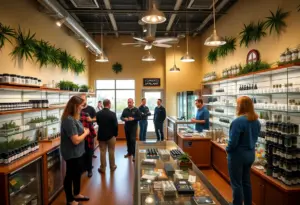 A Texas medical marijuana dispensary showcasing products and serving patients.