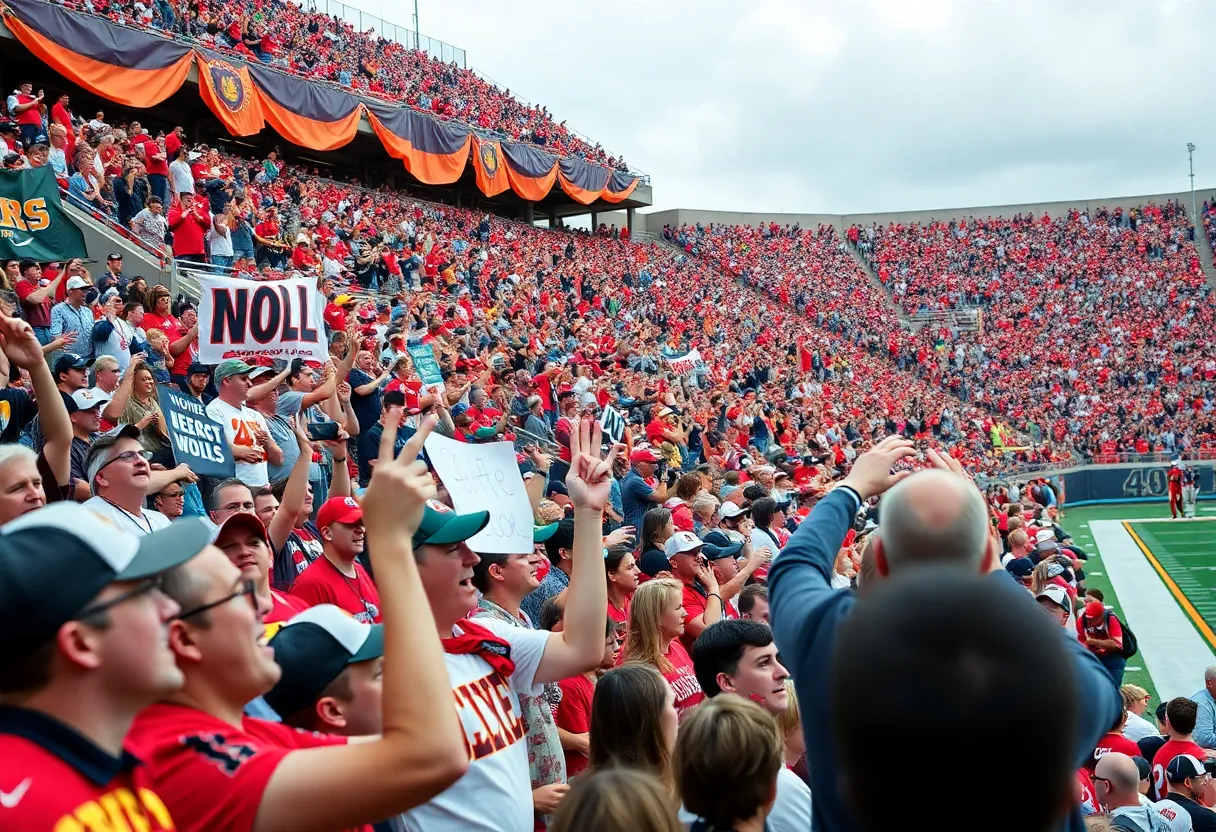 Fans cheering at Texas State vs Rice Owls Armed Forces Bowl