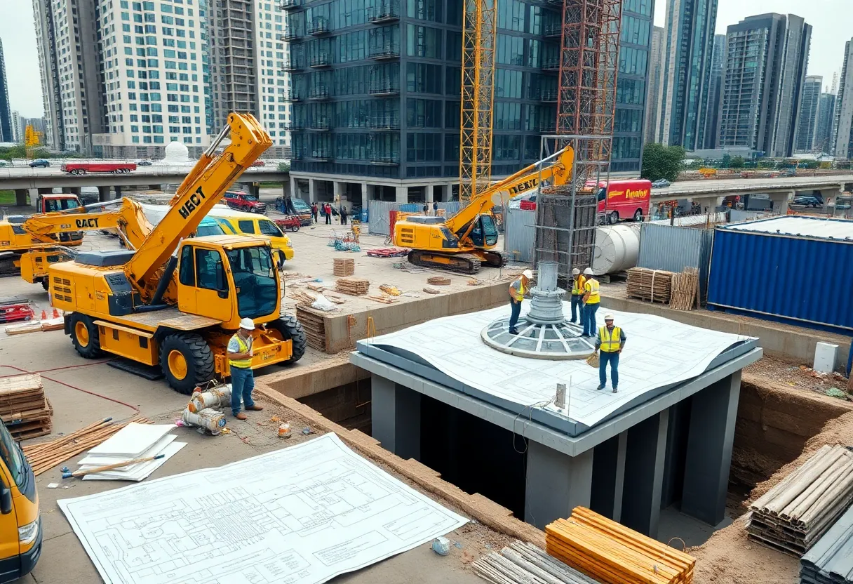 Construction of a water infrastructure project in Texas