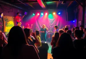 Crowd enjoying The Nude Party concert at Scoot Inn