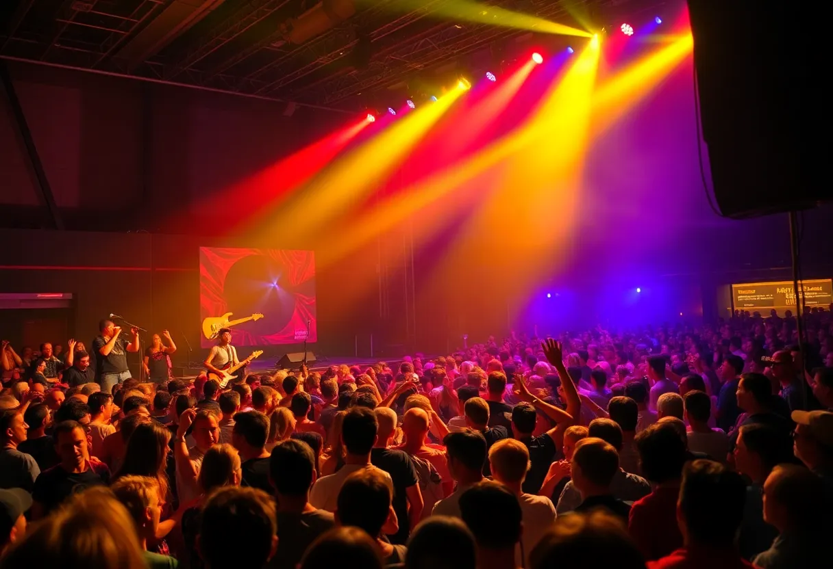Crowd enjoying a live performance by The Paper Kites on their North American tour.