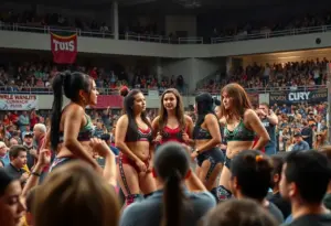 Tokyo Joshi Pro Wrestling event with audience and wrestlers