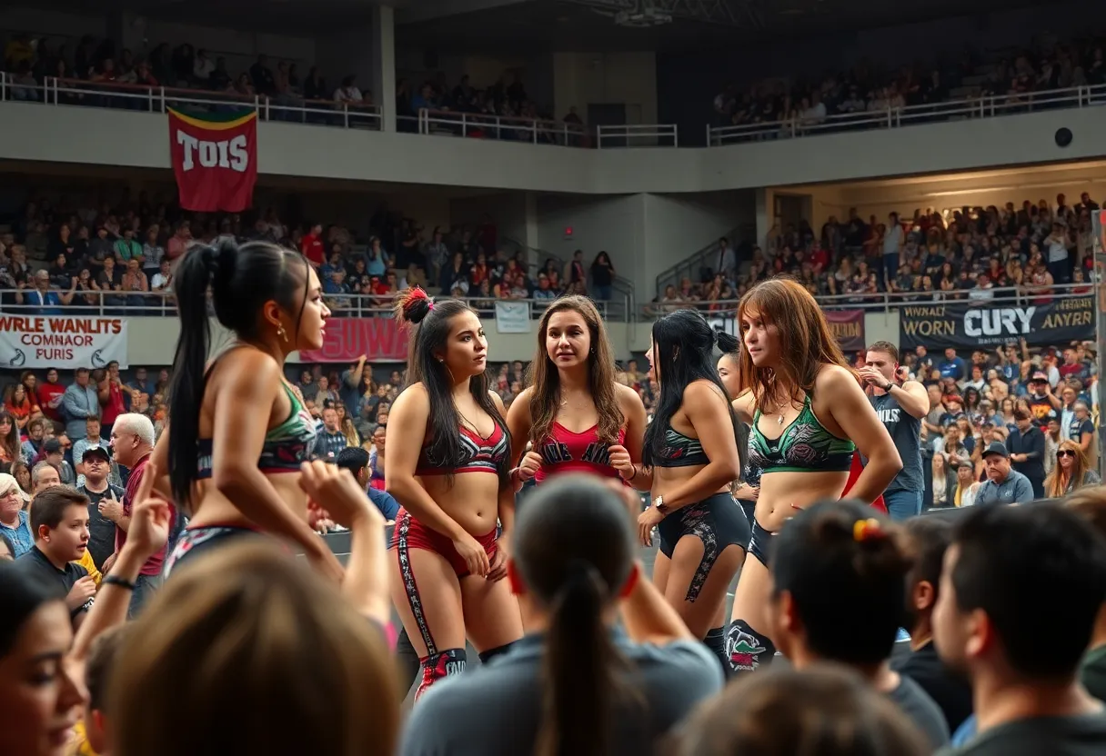 Tokyo Joshi Pro Wrestling event with audience and wrestlers