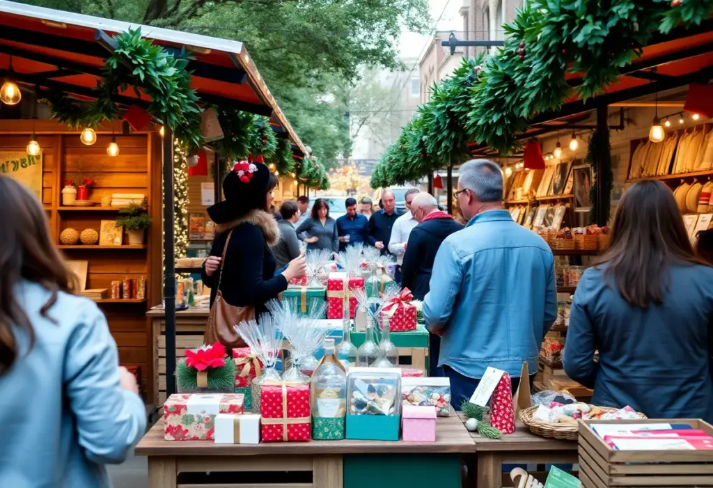 Holiday market in Austin showcasing local gifts and businesses
