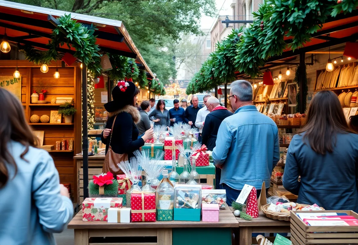 Holiday market in Austin showcasing local gifts and businesses