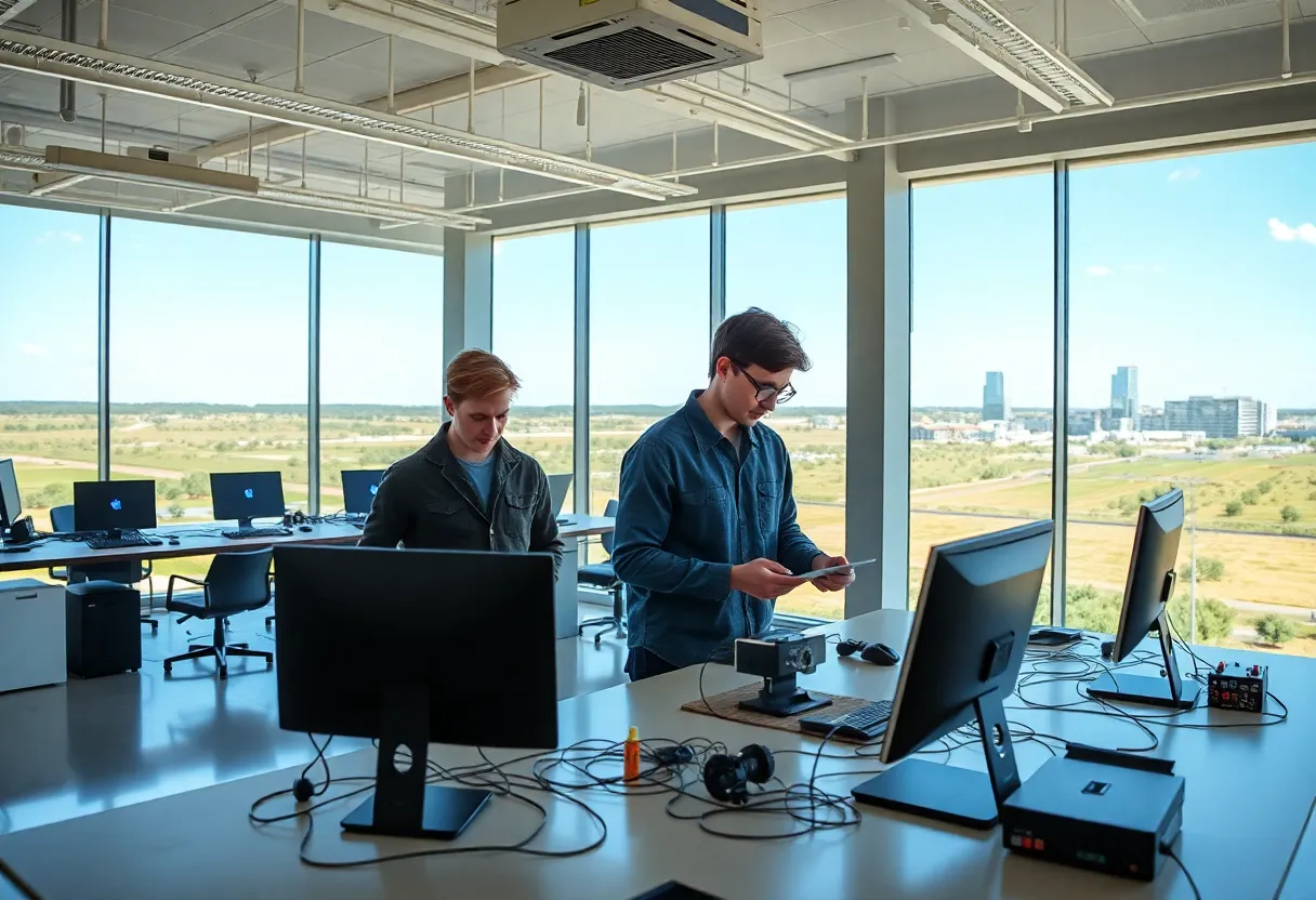 Students working in the new applied engineering lab at the University of Austin