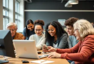 UT Austin students providing digital training to seniors.