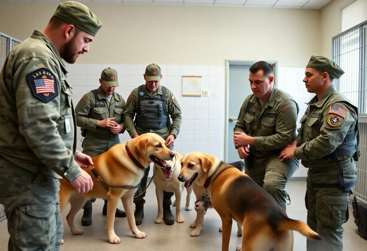 Veterans training shelter dogs at Travis State Jail