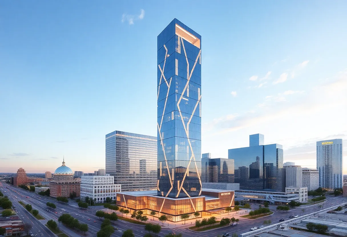 Architectural rendering of Waterline Tower, the upcoming tallest building in Texas