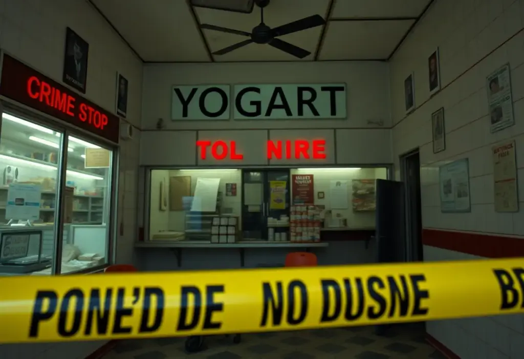 An old yogurt shop sign in Austin, Texas linked to a significant murder case.