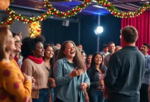 Community members enjoying a comedy show at You Win Some, You Dim Sum event.