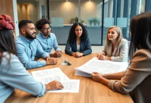 Professionals discussing affordable housing strategies