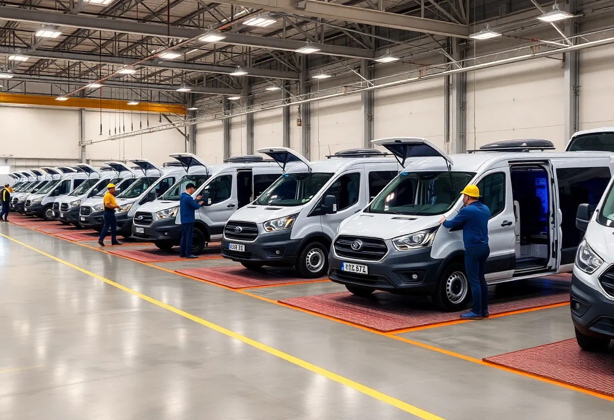 Light commercial vehicles upfitting at a facility
