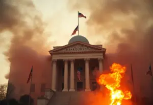 Fire at a political headquarters building