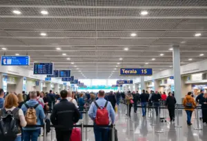 TSA security lines at Austin-Bergstrom International Airport during the holiday season.