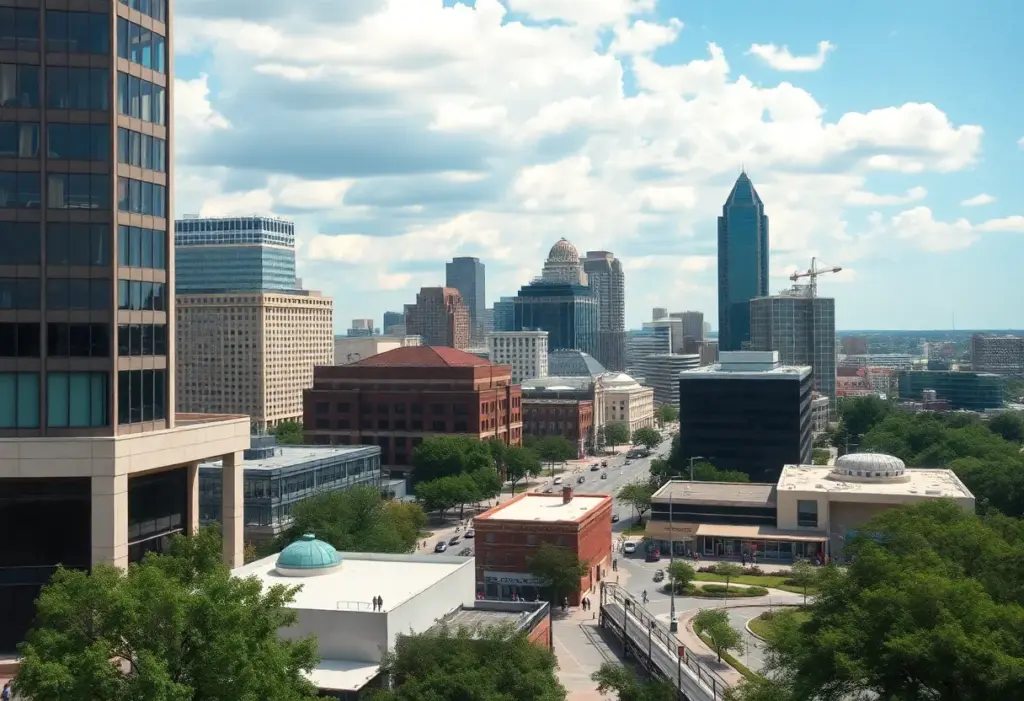 A view of downtown Austin showcasing new urban development projects.