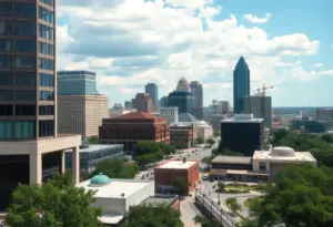 A view of downtown Austin showcasing new urban development projects.