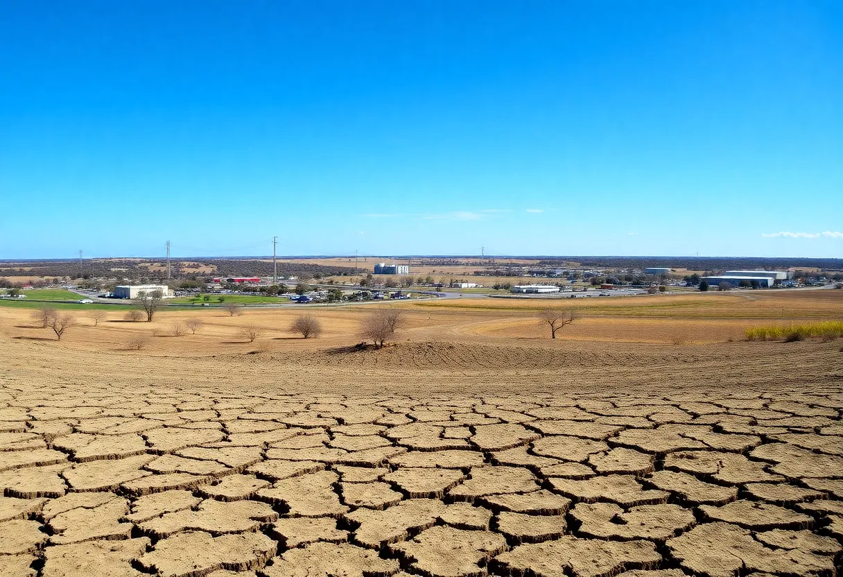Dry landscape in Austin, Texas during a severe drought