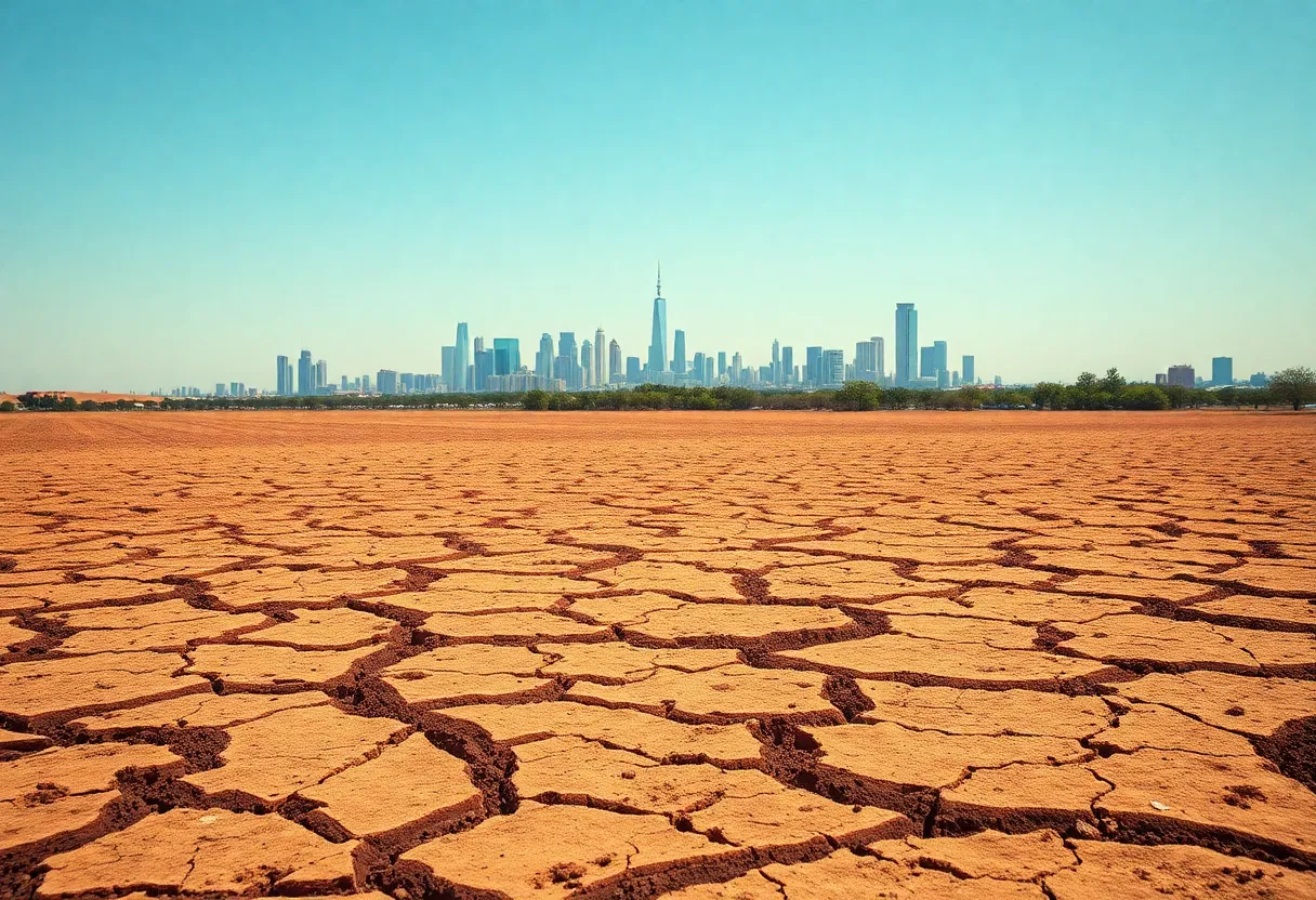 Dry landscape in Austin showing effects of severe drought.